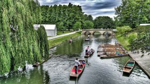 Punts at Trinity college during May week